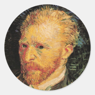 Sticker Rond Autoportrait de Vincent van Gogh, Gravure d'Art de