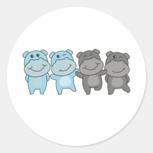Sticker Rond Autosexuel Flag Pride Lgbtq Cute Hippo Classic Rou