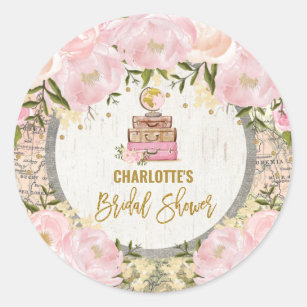 Sticker Rond Autour de la Fête de la mariée florale de carte de