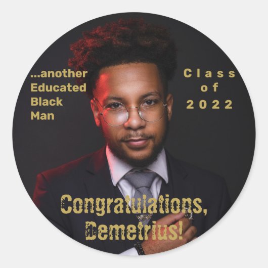 Sticker Rond Autre Black Man 2022 - Photo de fin d'études (Devant)