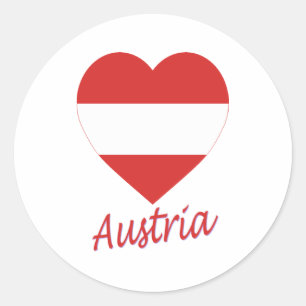 Sticker Rond Autriche (civile) Drapeau Coeur