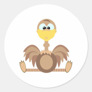 Sticker Rond Autruche Goofkins mignonne