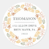 Sticker Rond Autumn Wreath Return Address (Devant)