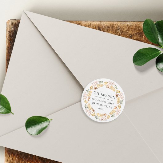 Sticker Rond Autumn Wreath Return Address