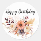 Sticker rond aux fleurs d'anniversaire heureux (Devant)