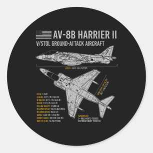 Sticker Rond Av-8b Harrier Ii Avion Avion De Combat Avion Plan 