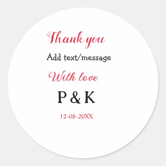 Sticker Rond Avec amour ajoutez la lettre du nom du couple merc (Devant)