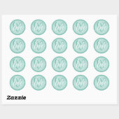 Sticker Rond Avec Amour Aqua (Feuille)