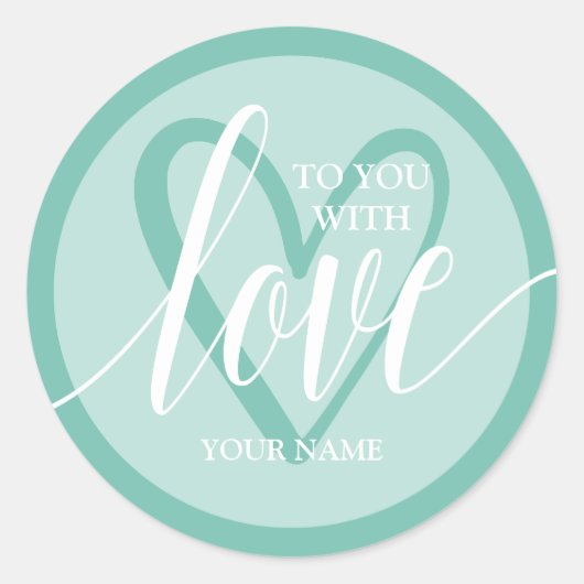 Sticker Rond Avec Amour Aqua (Devant)