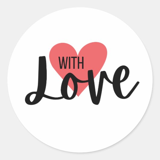 Sticker Rond Avec amour cœur paquet enveloppe Saint-Valentin (Devant)