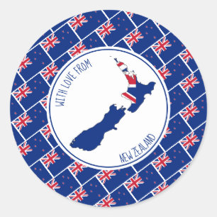 Sticker Rond Avec amour de la NOUVELLE-ZÉLANDE Drapeau Carte