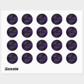 Sticker Rond Avec amour Merci d'or magique violet foncé (Feuille)