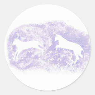 Sticker rond avec Chevaux blancs Saupoudrer