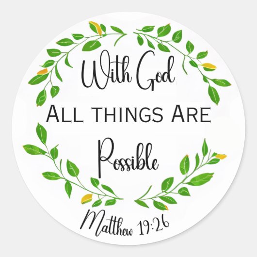 Sticker Rond Avec Dieu, tout est possible (Devant)