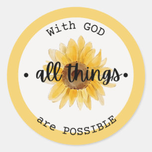 Sticker Rond avec dieu toutes les choses sont possibles collant
