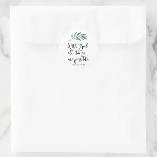 Sticker Rond Avec Dieu toutes les choses sont possibles - Matth (Sac)