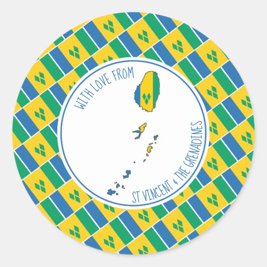 Sticker Rond Avec l'amour de ST VINCENT DRAPEAU Vinden Carte (Devant)