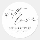 Sticker Rond Avec l'amour Élégant Mariage Merci (Devant)