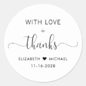 Sticker Rond Avec l'amour Mariage Merci (Devant)