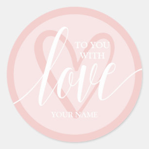 Sticker Rond Avec l'amour rose pâle