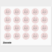 Sticker Rond Avec l'amour rose pâle (Feuille)