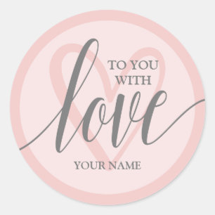 Sticker Rond Avec l'amour rose pâle