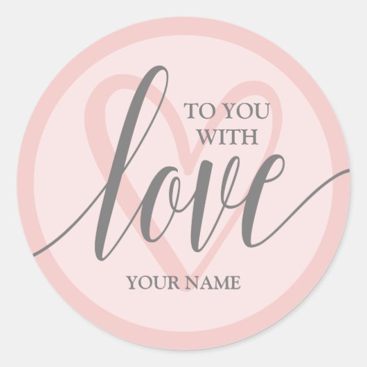 Sticker Rond Avec l'amour rose pâle (Devant)