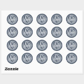 Sticker Rond Avec Love Navy Blue (Feuille)