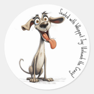Sticker Rond Avec un texte personnalisé, 🐶 whippet fou 🤪