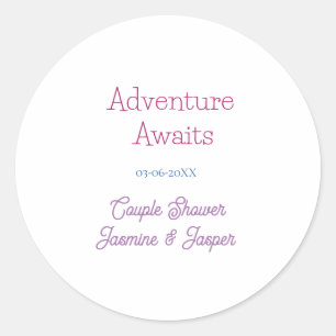 Sticker Rond aventure attend couple douche nom date rose bleu