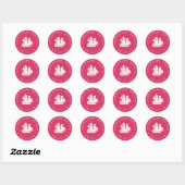 Sticker Rond Aventure Attend | Fuchsia et White Ship (Feuille)