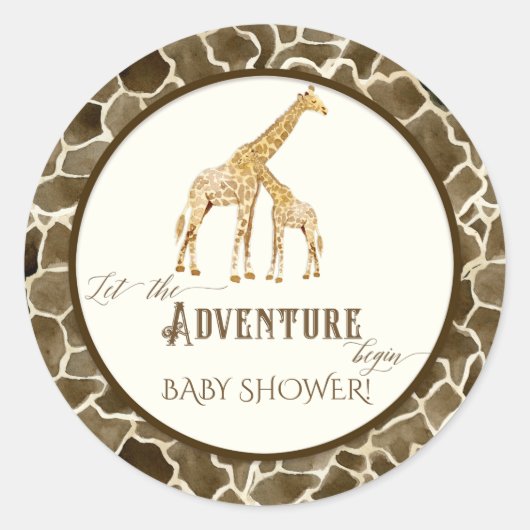 Sticker Rond Aventure Baby Boy Douche Aquarelle Giraffe Thème (Devant)