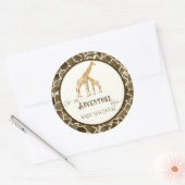 Sticker Rond Aventure Baby Boy Douche Aquarelle Giraffe Thème (Enveloppe)