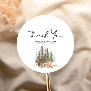 Sticker Rond Aventure Commencer le Baby shower des animaux des