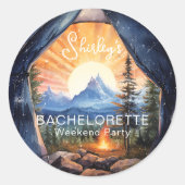 Sticker Rond Aventure de camping en montagne pour enterrement d (Devant)