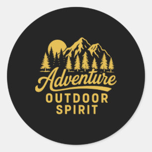 Sticker Rond Aventure de plein air Randonnée Camping Alpinisme
