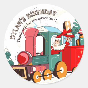 Sticker Rond Aventure de train de Noël du Père Noël Polar Expre