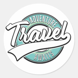 Sticker Rond Aventure de voyage attend logo vintage