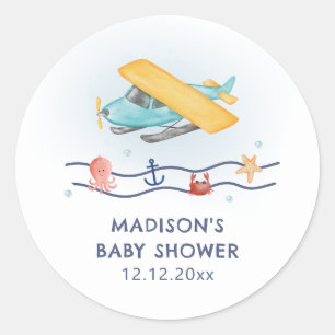 Sticker Rond Aventure de voyage d'été Fête pour bébé avion de m