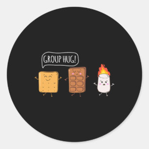 Sticker Rond Aventure drôle de camping au feu de camp