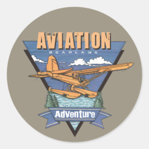 Sticker Rond Aventure hydravion