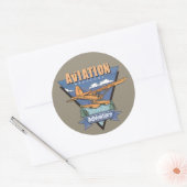 Sticker Rond Aventure hydravion (Enveloppe)