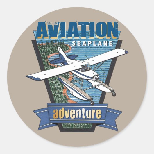 Sticker Rond Aventure hydravion (Devant)