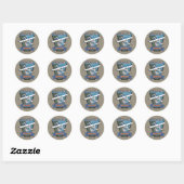 Sticker Rond Aventure hydravion (Feuille)