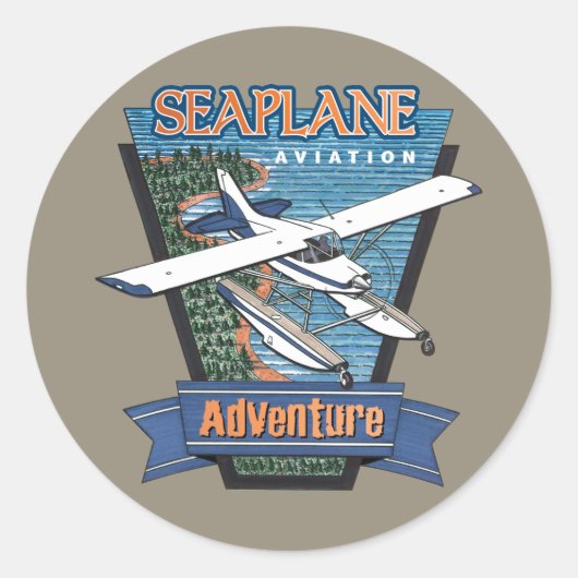 Sticker Rond Aventure hydravion (Devant)