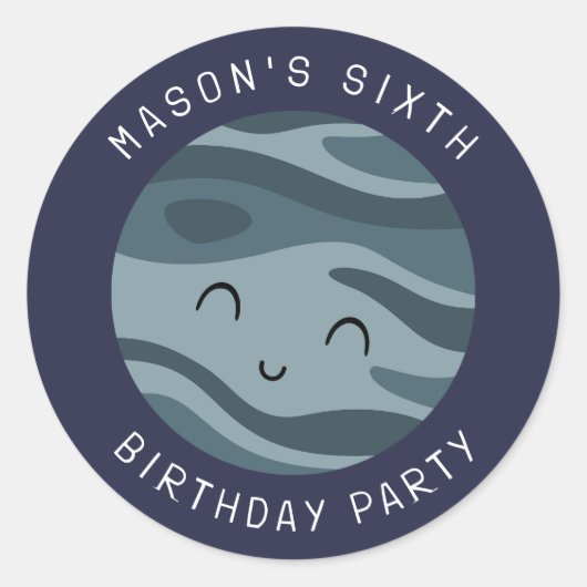 Sticker Rond Aventure spatiale Anniversaire Enfants Joyeux Plan (Devant)