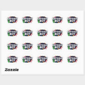 Sticker Rond Aventure spatiale du garçon d'anniversaire (Feuille)