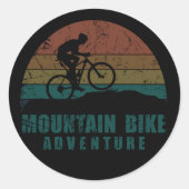 Sticker Rond Aventure VTT Vintage - Cyclisme sur Montagne (Devant)