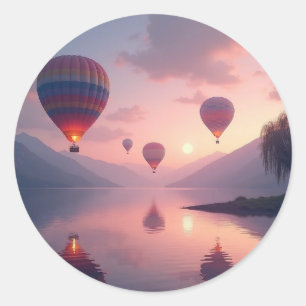 Sticker Rond Aventures en montgolfière rêvées