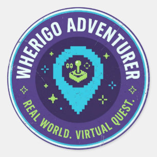 Sticker Rond Aventurier Wherigo Rétro Gaming 8-Bit Geocaching P